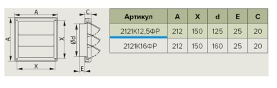 Вентиляционная решетка пластиковая клапанная регулированная ЭРА 2121К16ФР