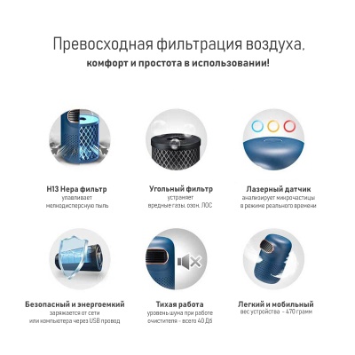 Мини-очиститель воздуха ROBA-01, red