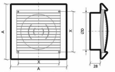 Вентиляционная решетка пластиковая прям-к сферическая ЭРА 1717РC12.5Ф