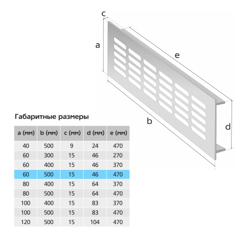 Вентиляционная решетка Благовест 60x500, бронза